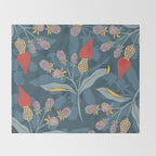 Retro floral shapes Throw Blanket Gallery Image 2