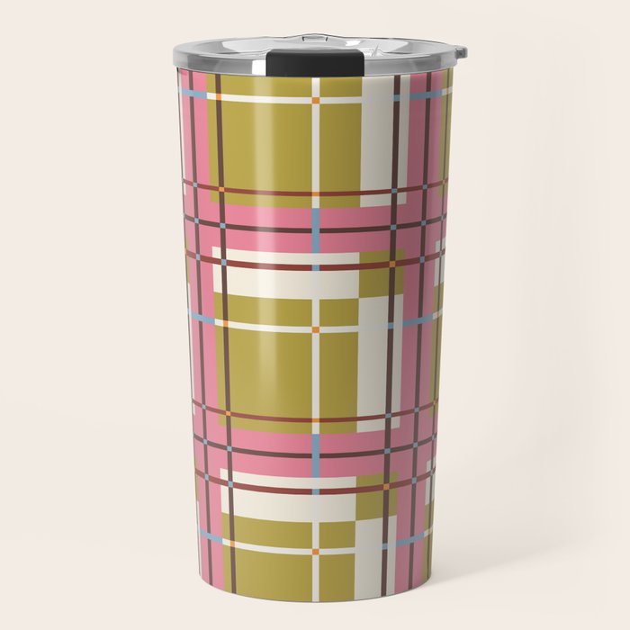 Bold Checked Design Travel Mug Gallery Image 1