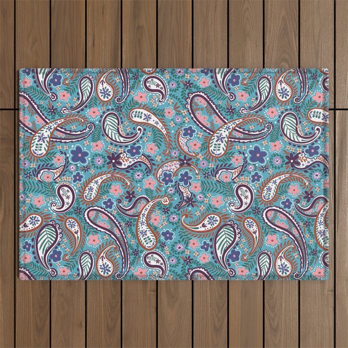 Whimsical Paisley Dance Outdoor Rug Gallery Image 1