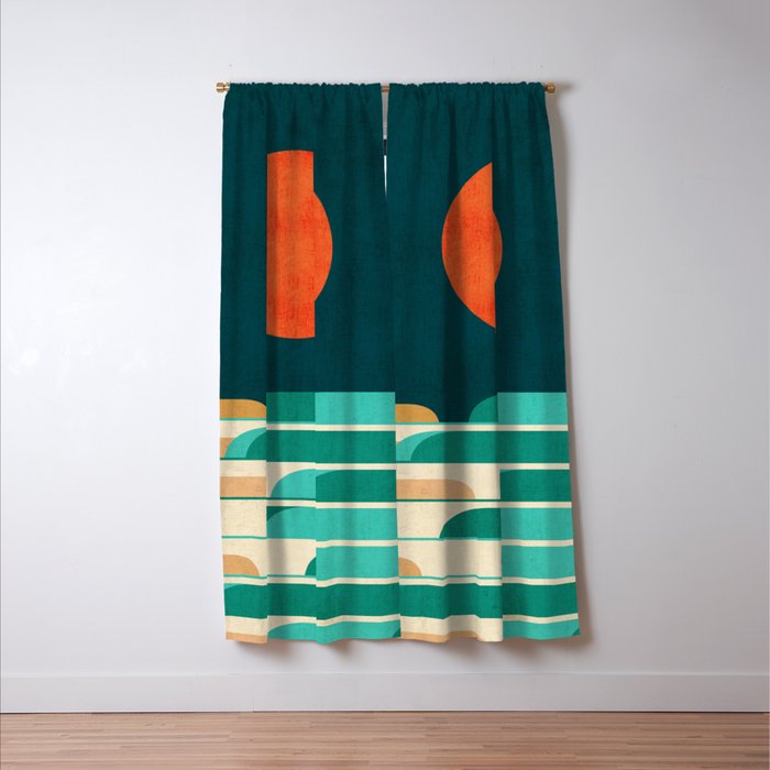 Chasing wave under the red moon Window Curtain Gallery Image 3