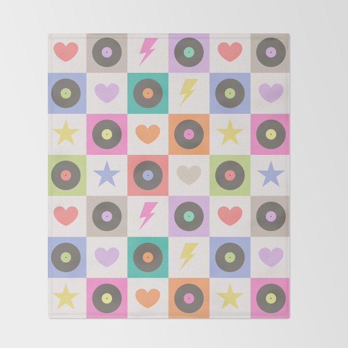 Colorful Checkerboard 80s - Pastel Colors Throw Blanket Gallery Image 2