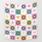 Colorful Checkerboard 80s - Pastel Colors Wall Tapestry Gallery Image 4