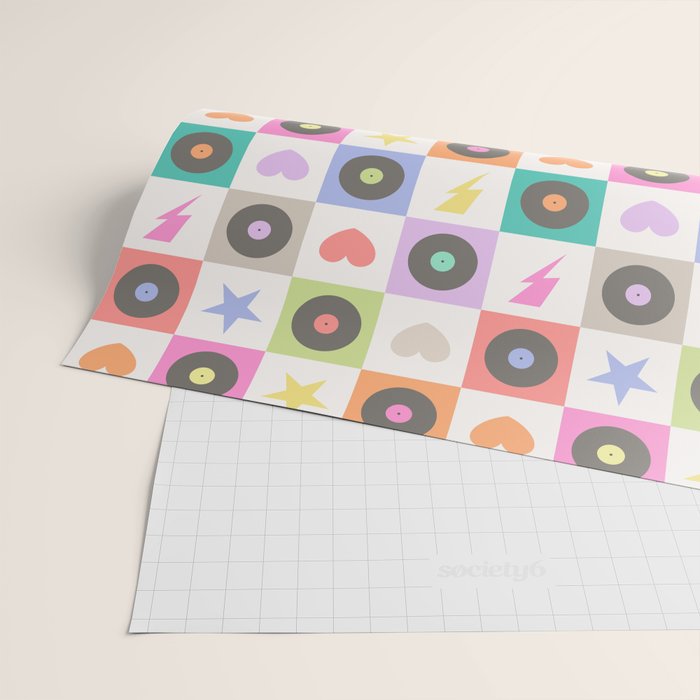 Colorful Checkerboard 80s - Pastel Colors Wrapping Paper Gallery Image 2