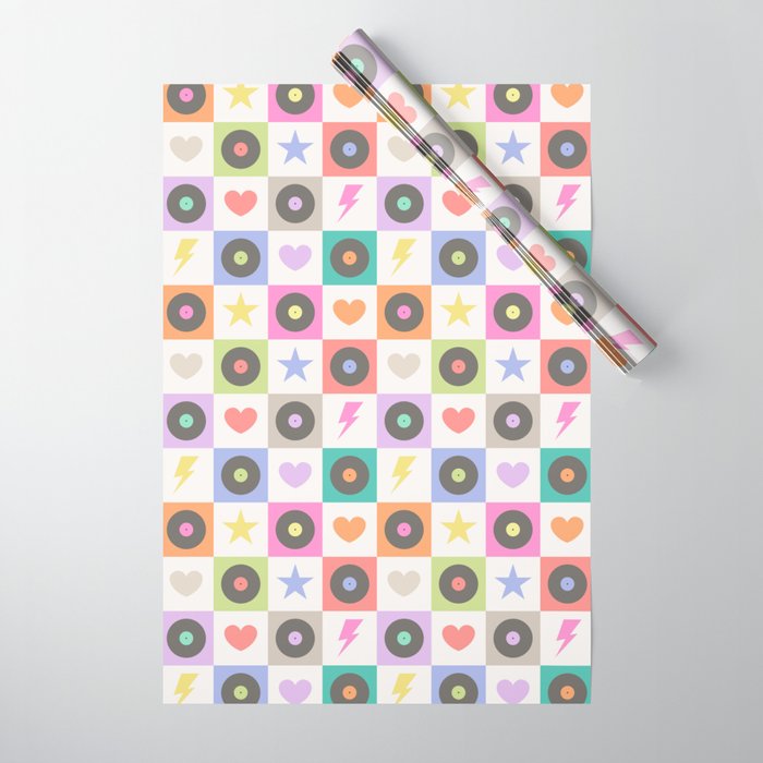 Colorful Checkerboard 80s - Pastel Colors Wrapping Paper Gallery Image 1