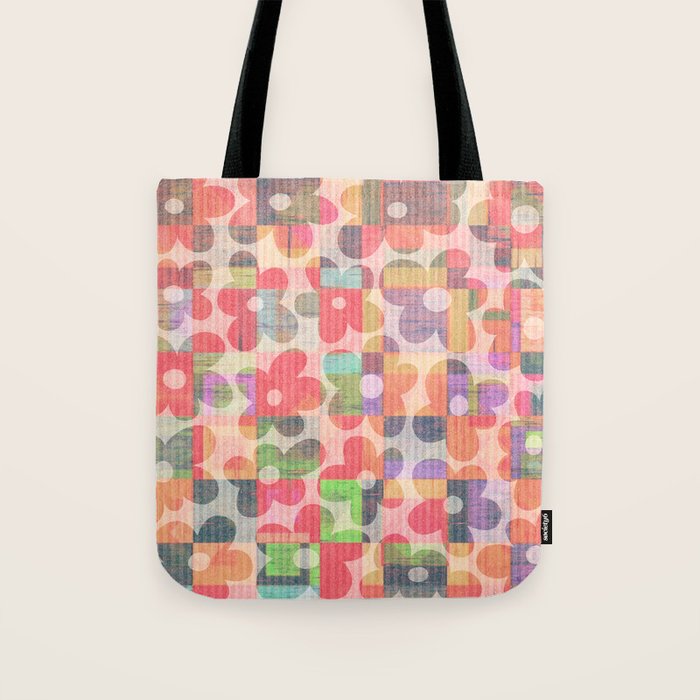 Retro Rainbow Daisy Quilt Tote Bag Gallery Image 1