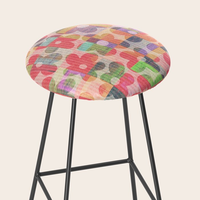 Retro Rainbow Daisy Quilt Stool Gallery Image 2