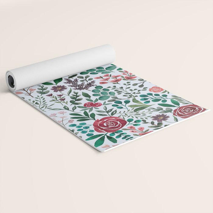Pink and Purple Flowers Pattern Yoga Mat Gallery Image 2