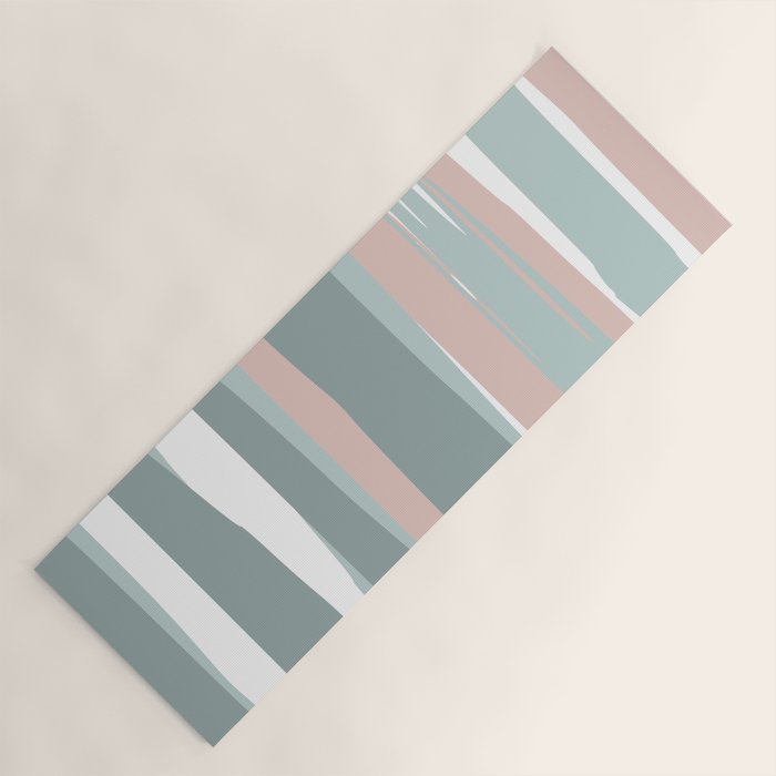 Festive, Abstract, Stripes Pattern, Pink, Green, White Yoga Mat Gallery Image 1