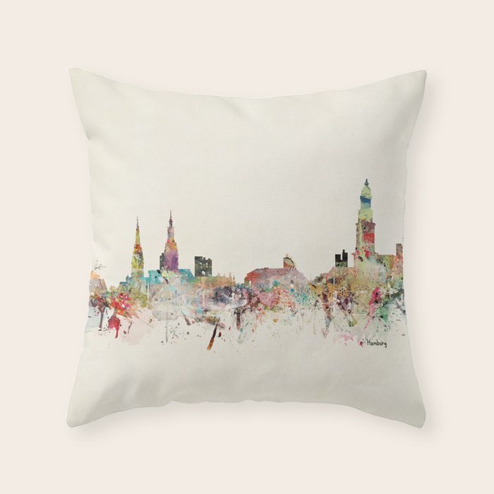 hamburg germany skyline Throw Pillow Gallery Image 1