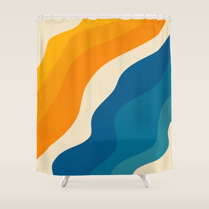 Minimalist abstract waves Shower Curtain Gallery Image 1