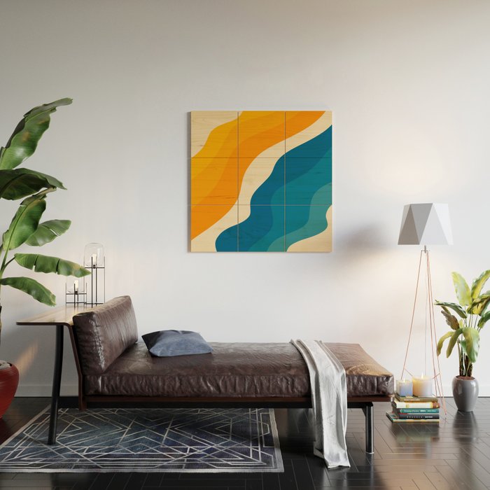 Minimalist abstract waves Wood Wall Art Gallery Image 2