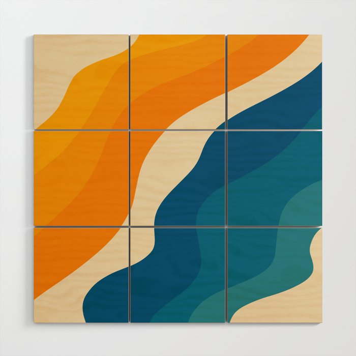 Minimalist abstract waves Wood Wall Art Gallery Image 1