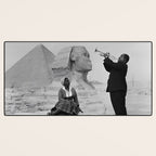 Louis Armstrong at the Spinx and Egyptian Pyrimids Vintage black and white photography / photographs Desk Mat Gallery Image 3