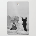 Louis Armstrong at the Spinx and Egyptian Pyrimids Vintage black and white photography / photographs Cutting Board Gallery Image 1