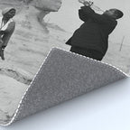 Louis Armstrong at the Spinx and Egyptian Pyrimids Vintage black and white photography / photographs Rug Gallery Image 4