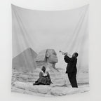Louis Armstrong at the Spinx and Egyptian Pyrimids Vintage black and white photography / photographs Wall Tapestry Gallery Image 4