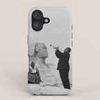 Louis Armstrong at the Spinx and Egyptian Pyrimids Vintage black and white photography / photographs iPhone Case Gallery Image 1