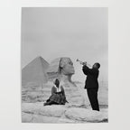 Louis Armstrong at the Spinx and Egyptian Pyrimids Vintage black and white photography / photographs Poster Gallery Image 4