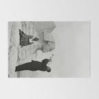 Louis Armstrong at the Spinx and Egyptian Pyrimids Vintage black and white photography / photographs Rug Gallery Image 2