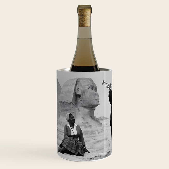 Louis Armstrong at the Spinx and Egyptian Pyrimids Vintage black and white photography / photographs Wine Chiller Gallery Image 1