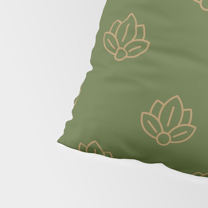 Gold Spiritual Lotus on Dark Olive Green Pillow Sham Gallery Image 4
