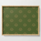 Gold Spiritual Lotus on Dark Olive Green Serving Tray Gallery Image 1