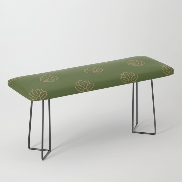 Gold Spiritual Lotus on Dark Olive Green Bench Gallery Image 1