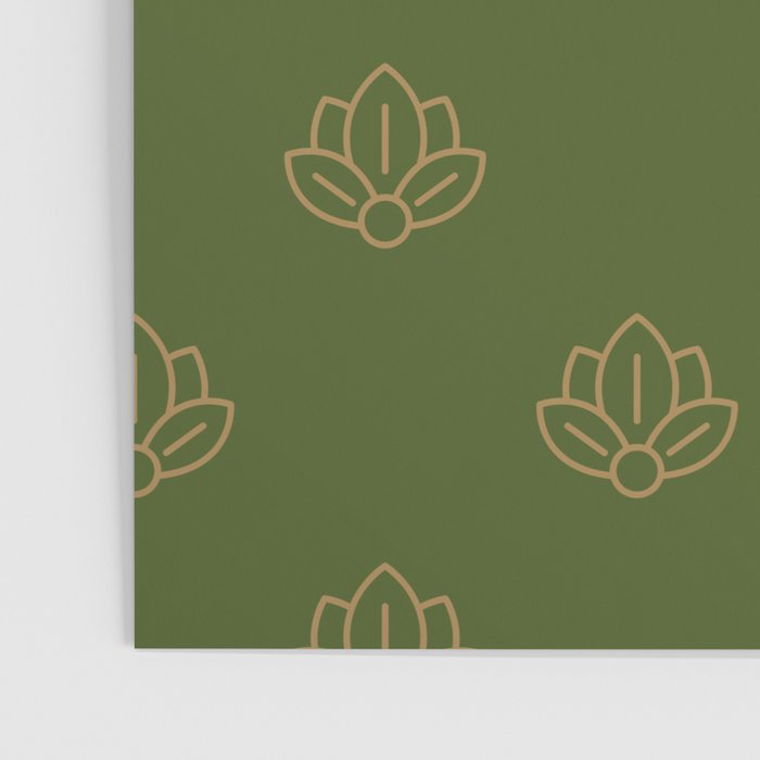 Gold Spiritual Lotus on Dark Olive Green Poster Gallery Image 3
