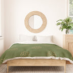 Gold Spiritual Lotus on Dark Olive Green Duvet Cover Gallery Image 3