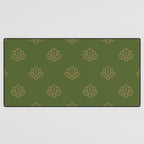 Gold Spiritual Lotus on Dark Olive Green Desk Mat Gallery Image 3