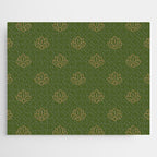 Gold Spiritual Lotus on Dark Olive Green Jigsaw Puzzle Gallery Image 1