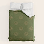 Gold Spiritual Lotus on Dark Olive Green Duvet Cover Gallery Image 6