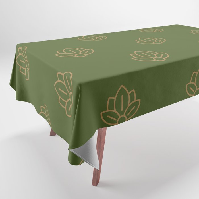 Gold Spiritual Lotus on Dark Olive Green Tablecloth Gallery Image 1