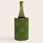 Gold Spiritual Lotus on Dark Olive Green Wine Chiller Gallery Image 2