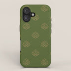 Gold Spiritual Lotus on Dark Olive Green iPhone Case Gallery Image 1