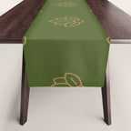 Gold Spiritual Lotus on Dark Olive Green Table Runner Gallery Image 1