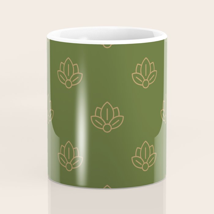 Gold Spiritual Lotus on Dark Olive Green Coffee Mug Gallery Image 4