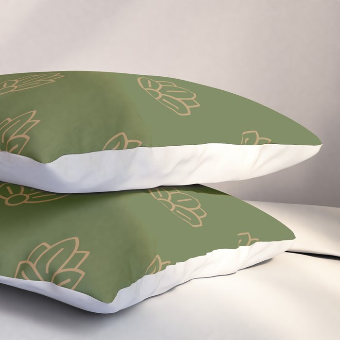Gold Spiritual Lotus on Dark Olive Green Pillow Sham Gallery Image 3