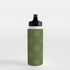 Gold Spiritual Lotus on Dark Olive Green Water Bottle Gallery Image 3