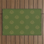 Gold Spiritual Lotus on Dark Olive Green Outdoor Rug Gallery Image 1