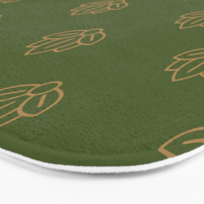 Gold Spiritual Lotus on Dark Olive Green Bath Mat Gallery Image 3