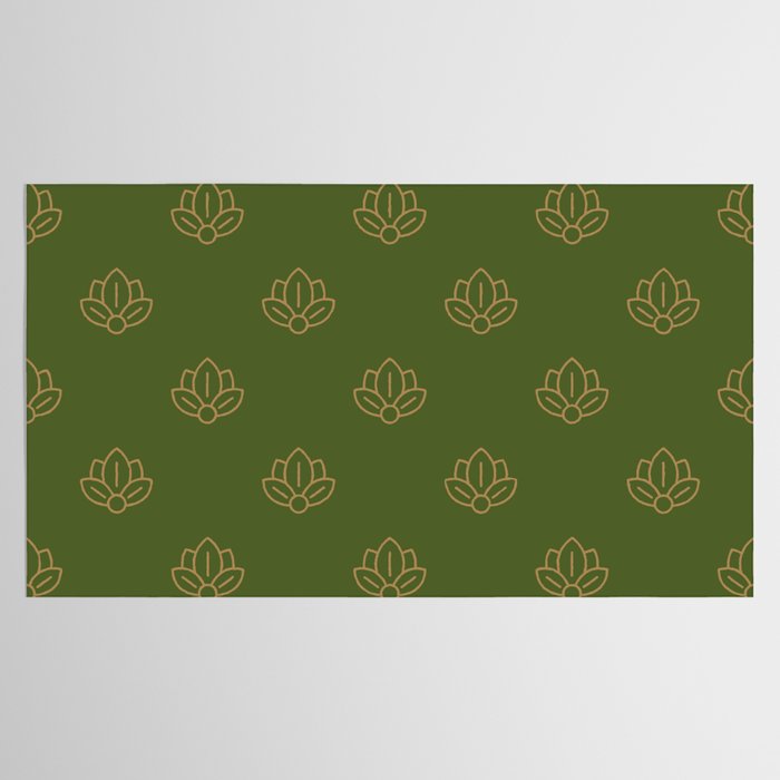 Gold Spiritual Lotus on Dark Olive Green Tablecloth Gallery Image 2