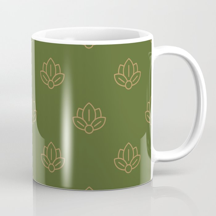 Gold Spiritual Lotus on Dark Olive Green Coffee Mug Gallery Image 1