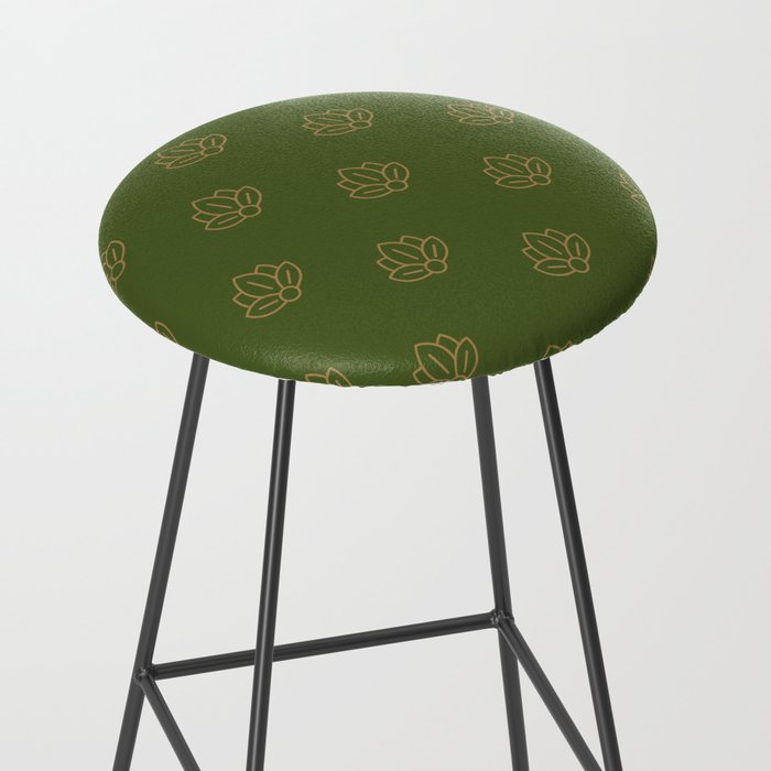 Gold Spiritual Lotus on Dark Olive Green Stool Gallery Image 2