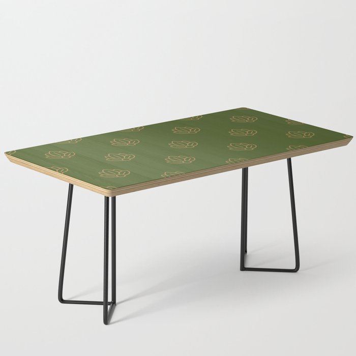 Gold Spiritual Lotus on Dark Olive Green Coffee Table Gallery Image 1