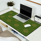 Gold Spiritual Lotus on Dark Olive Green Desk Mat Gallery Image 2