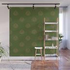 Gold Spiritual Lotus on Dark Olive Green Wall Mural Gallery Image 1