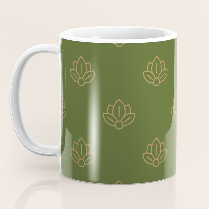 Gold Spiritual Lotus on Dark Olive Green Coffee Mug Gallery Image 3