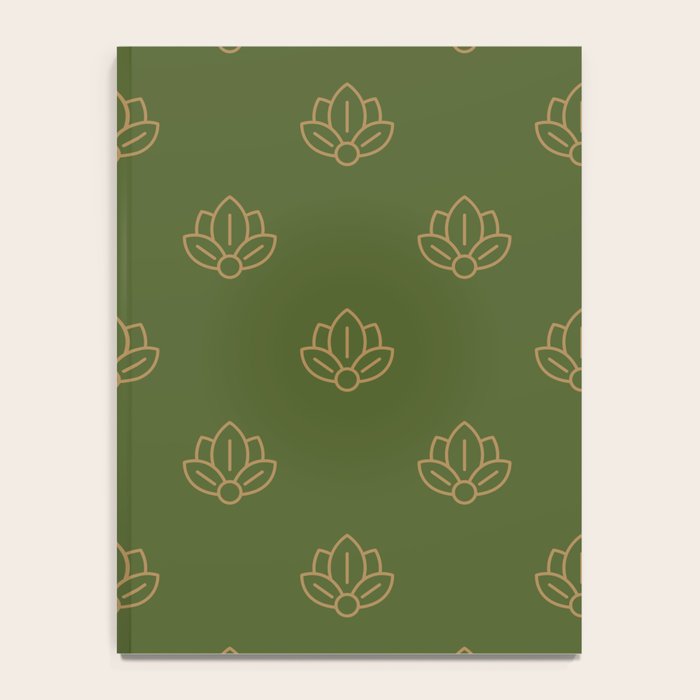 Gold Spiritual Lotus on Dark Olive Green Notebook Gallery Image 4