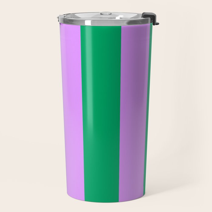 Vibrant green and purple stipes Travel Mug Gallery Image 2